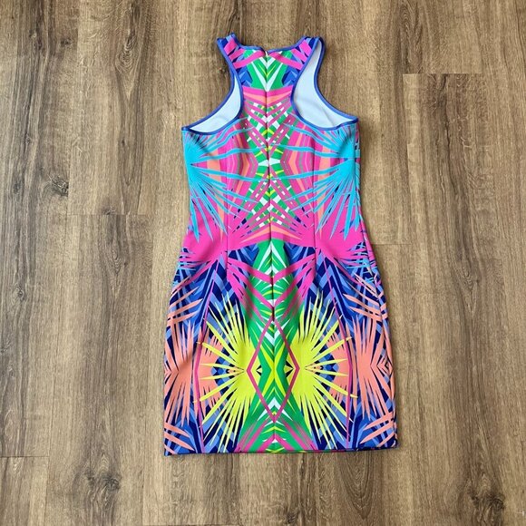 Alice & Trixie Claire Bright Palm Print Scuba Dress Sz M - Picture 11 of 13